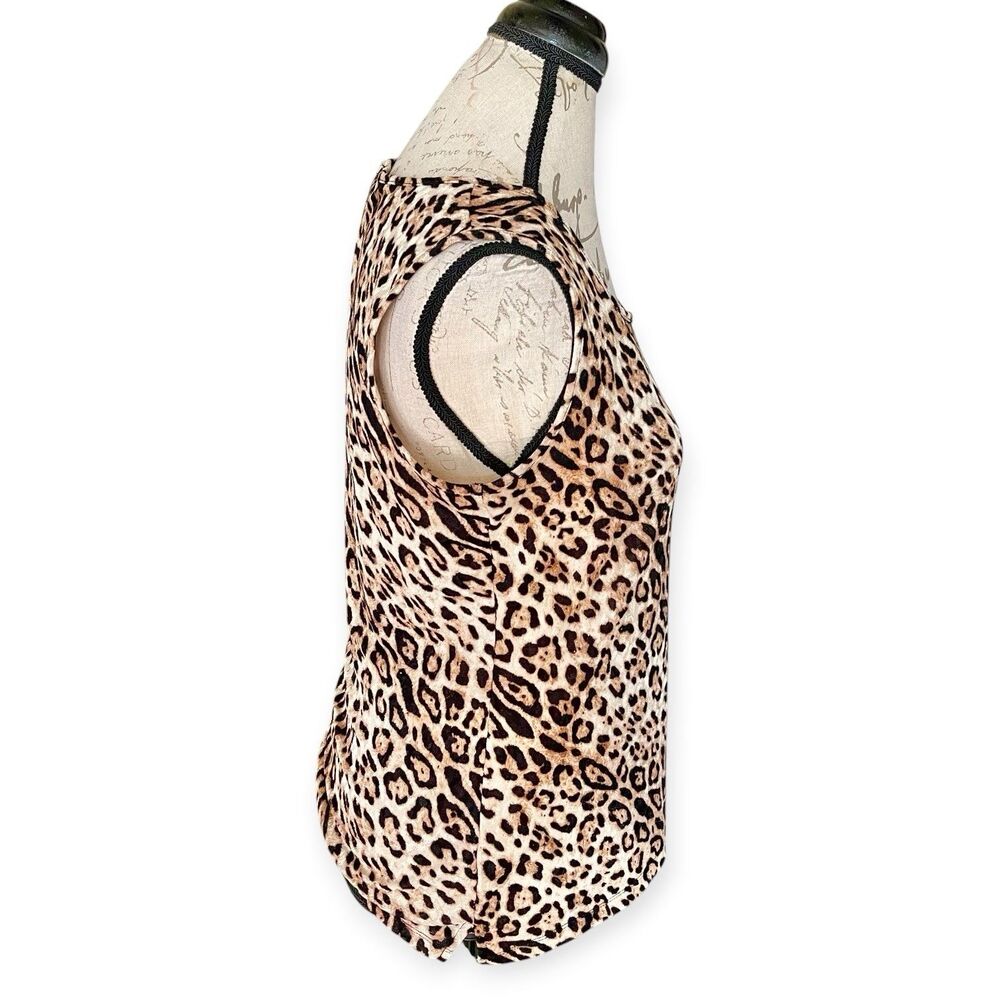 Kasper Women Small Sleeveless Leopard Print Knit Blouse Top Animal Pullover Y2k - Picture 4 of 12